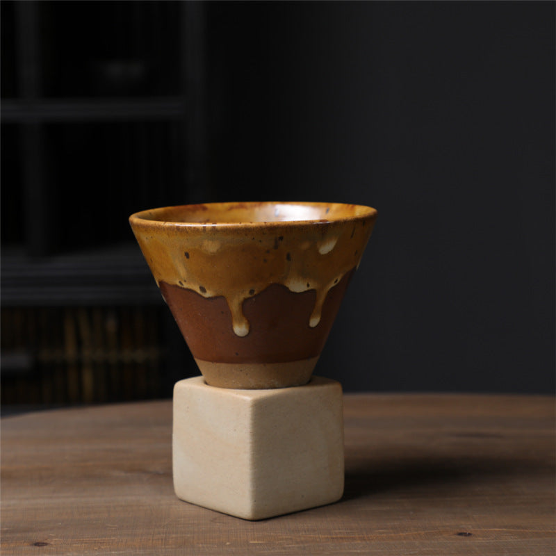 Tasse à café en céramique dégradée vintage Buddha Stones pour thé, café, latte, expresso, avec base, 200 ml