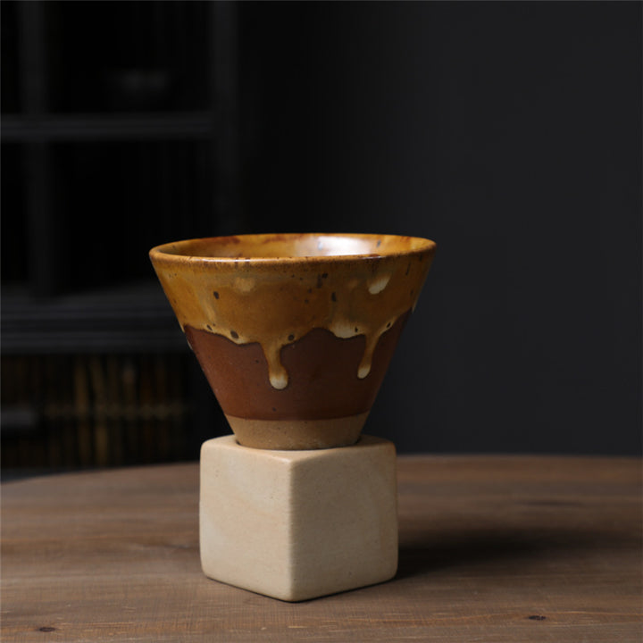Tasse à café en céramique dégradée vintage Buddha Stones pour thé, café, latte, expresso, avec base, 200 ml