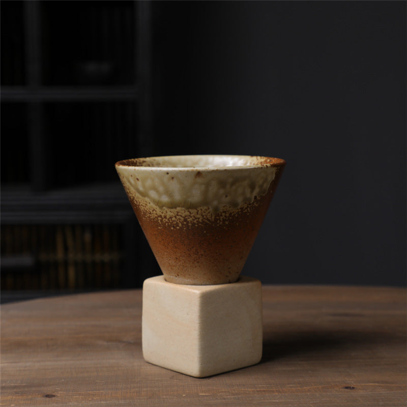 Tasse à café en céramique dégradée vintage Buddha Stones pour thé, café, latte, expresso, avec base, 200 ml