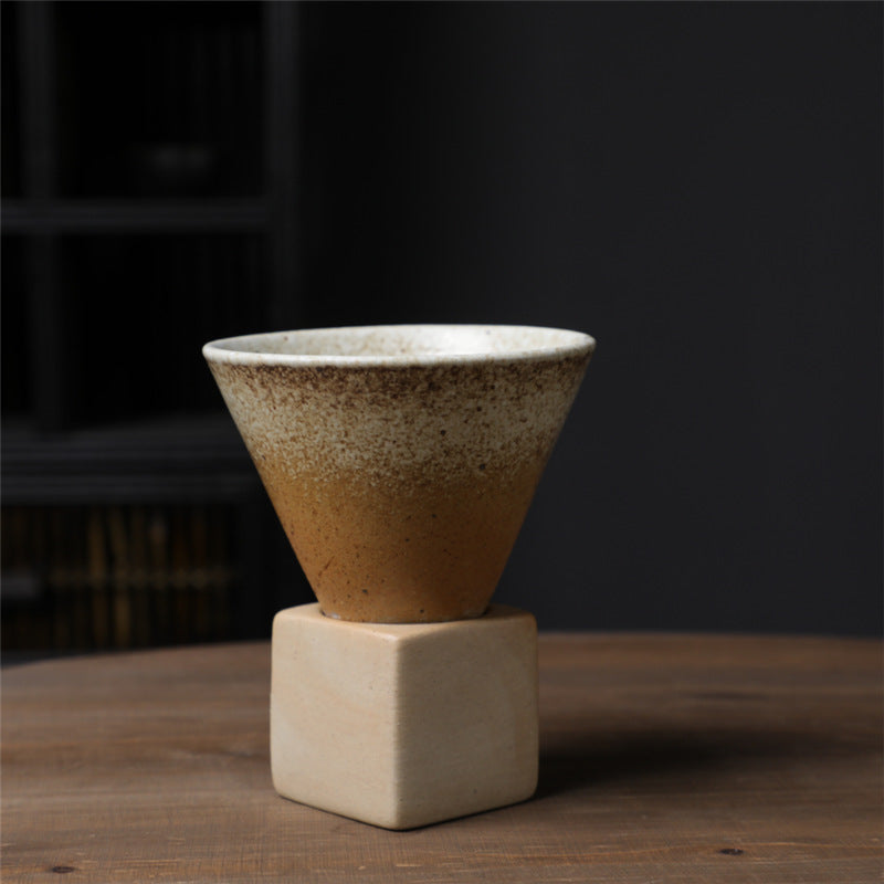 Tasse à café en céramique dégradée vintage Buddha Stones pour thé, café, latte, expresso, avec base, 200 ml