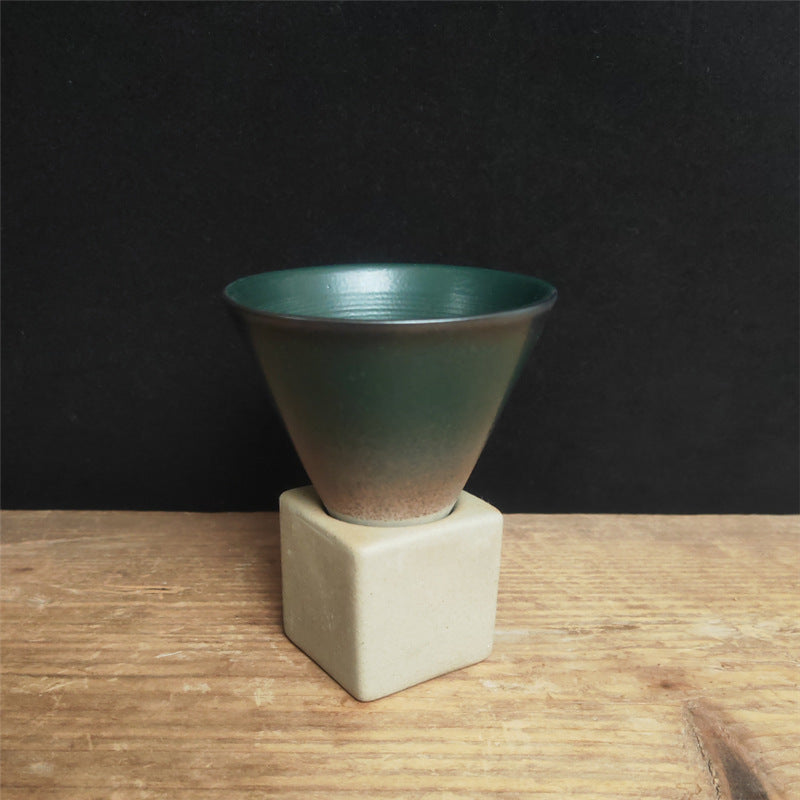 Tasse à café en céramique dégradée vintage Buddha Stones pour thé, café, latte, expresso, avec base, 200 ml
