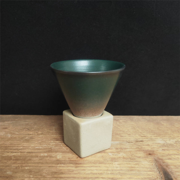 Tasse à café en céramique dégradée vintage Buddha Stones pour thé, café, latte, expresso, avec base, 200 ml