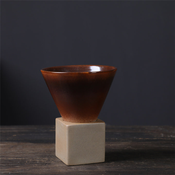 Tasse à café en céramique dégradée vintage Buddha Stones pour thé, café, latte, expresso, avec base, 200 ml
