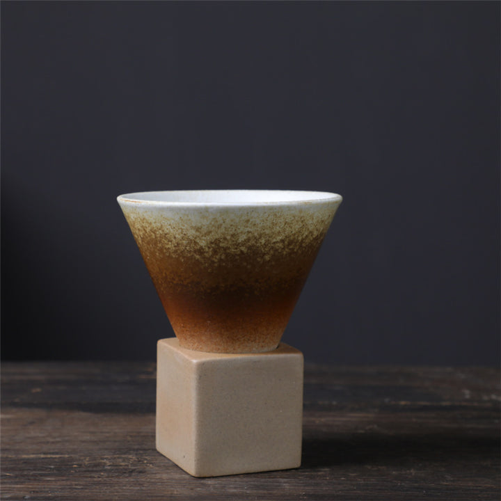 Tasse à café en céramique dégradée vintage Buddha Stones pour thé, café, latte, expresso, avec base, 200 ml