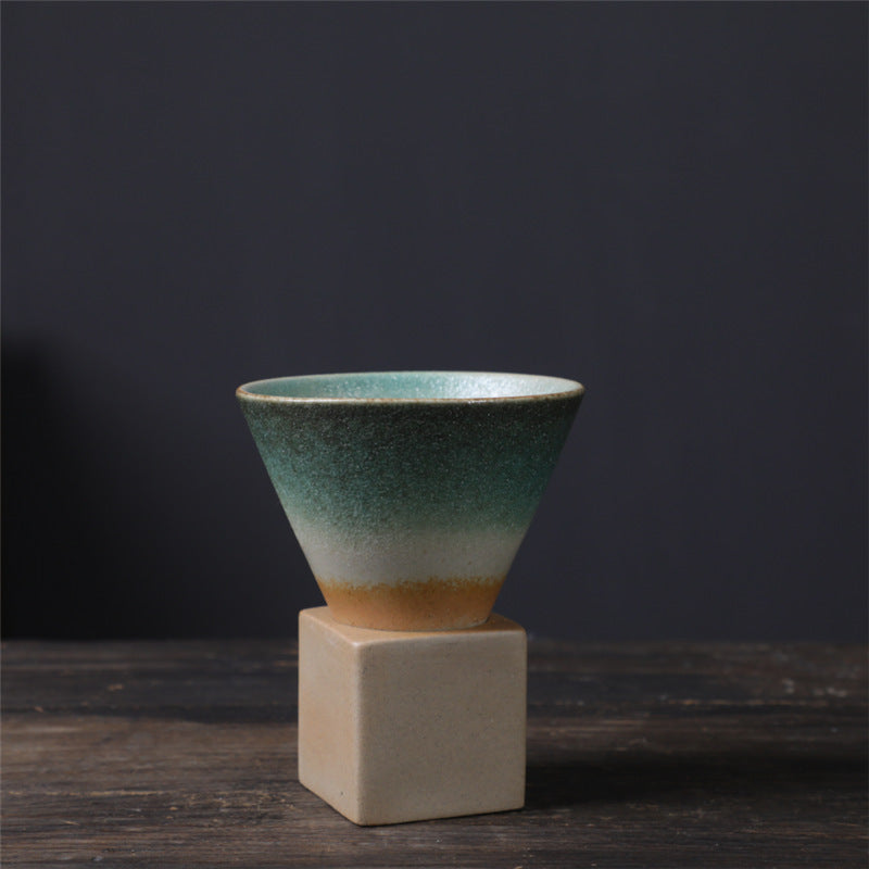 Tasse à café en céramique dégradée vintage Buddha Stones pour thé, café, latte, expresso, avec base, 200 ml