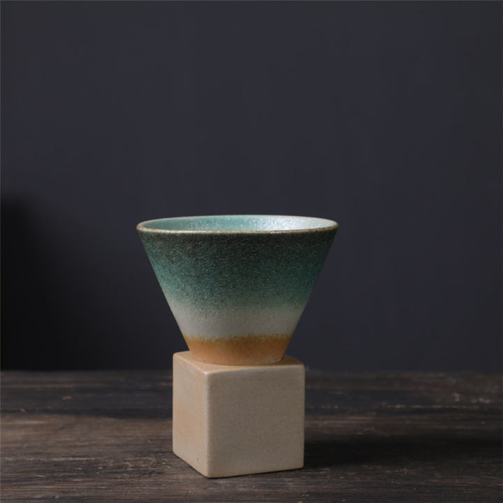 Tasse à café en céramique dégradée vintage Buddha Stones pour thé, café, latte, expresso, avec base, 200 ml