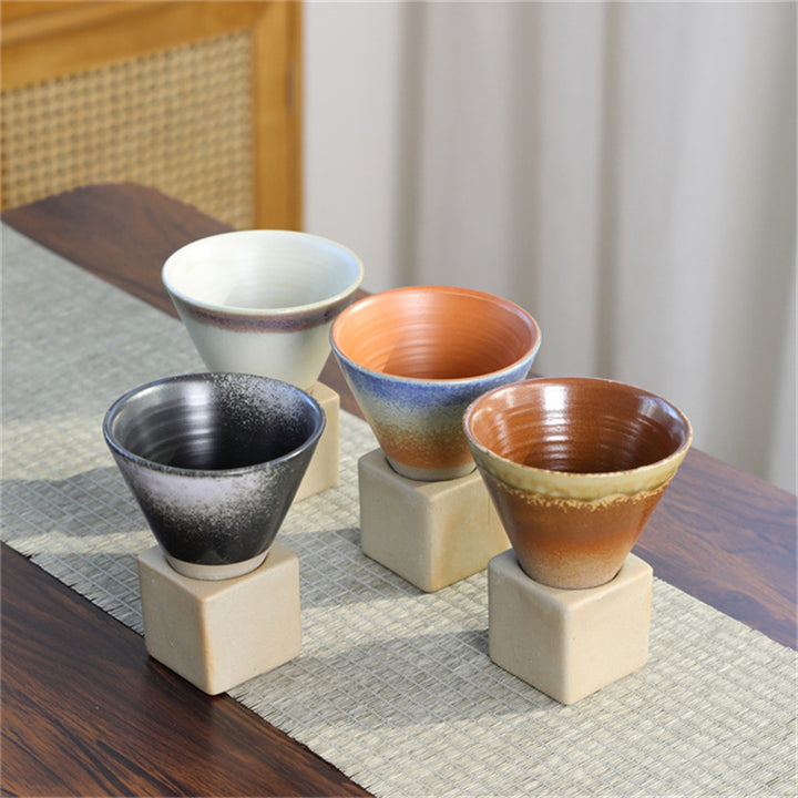 Tasse à café en céramique dégradée vintage Buddha Stones pour thé, café, latte, expresso, avec base, 200 ml