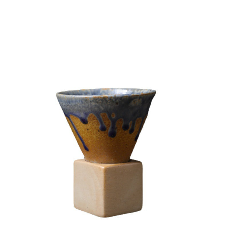 Tasse à café en céramique dégradée vintage Buddha Stones pour thé, café, latte, expresso, avec base, 200 ml