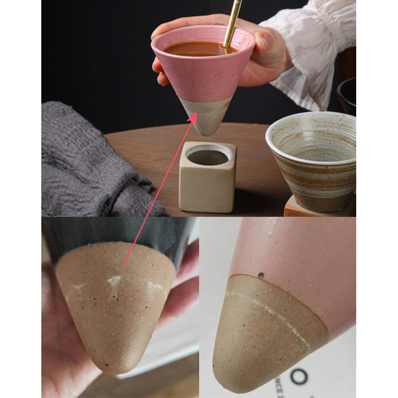 Tasse à café en céramique dégradée vintage Buddha Stones pour thé, café, latte, expresso, avec base, 200 ml