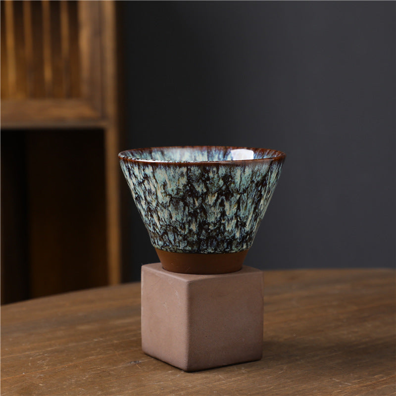 Tasse à café en Buddha Stones et changement de four rétro, tasse à café expresso, thé, latte, avec base, 200 ml