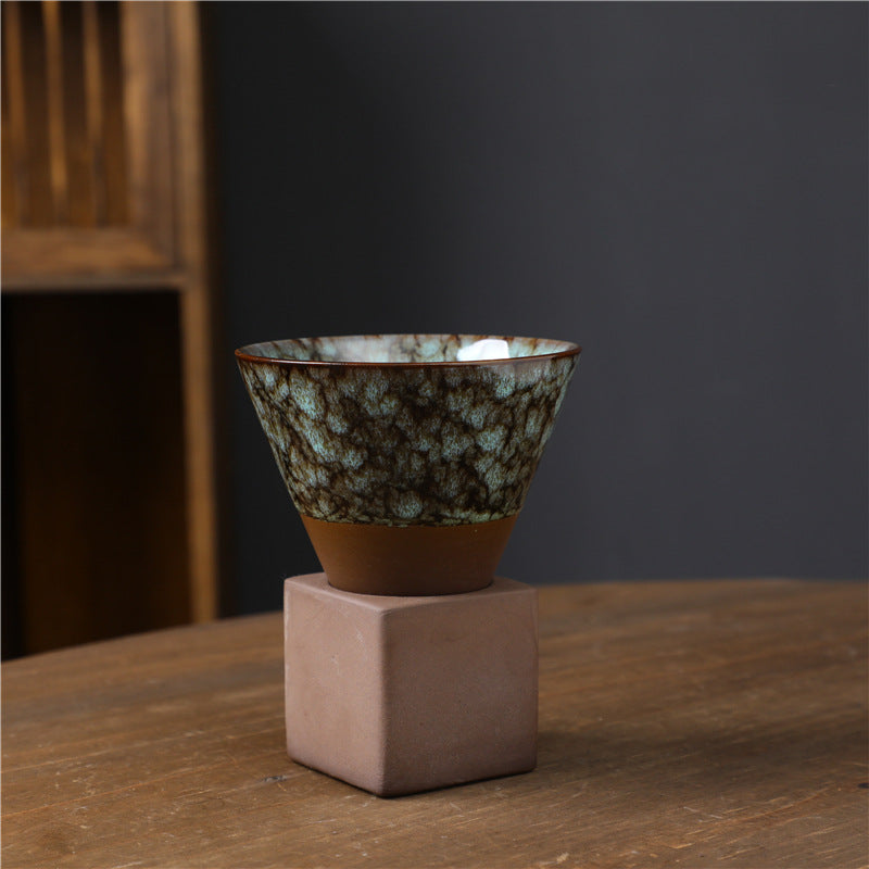 Tasse à café en Buddha Stones et changement de four rétro, tasse à café expresso, thé, latte, avec base, 200 ml