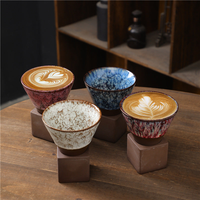 Tasse à café en Buddha Stones et changement de four rétro, tasse à café expresso, thé, latte, avec base, 200 ml