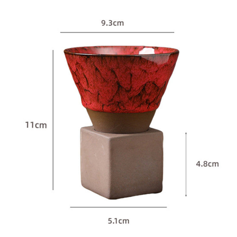 Tasse à café en Buddha Stones et changement de four rétro, tasse à café expresso, thé, latte, avec base, 200 ml