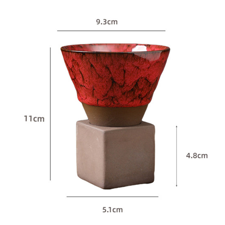 Tasse à café en Buddha Stones et changement de four rétro, tasse à café expresso, thé, latte, avec base, 200 ml