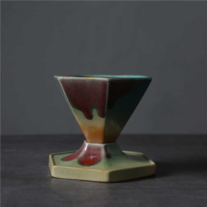 Tasse à café en céramique avec motif hexagonal en Buddha Stones, tasse à café avec base, 170 ml