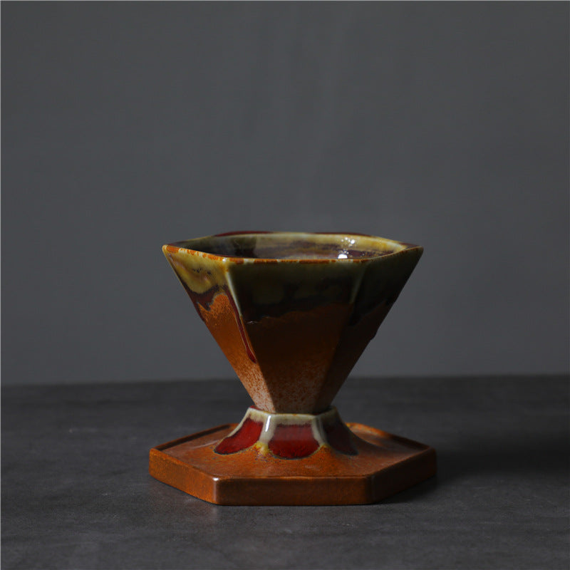 Tasse à café en céramique avec motif hexagonal en Buddha Stones, tasse à café avec base, 170 ml