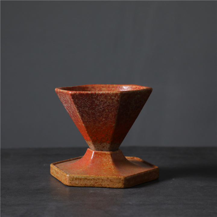 Tasse à café en céramique avec motif hexagonal en Buddha Stones, tasse à café avec base, 170 ml