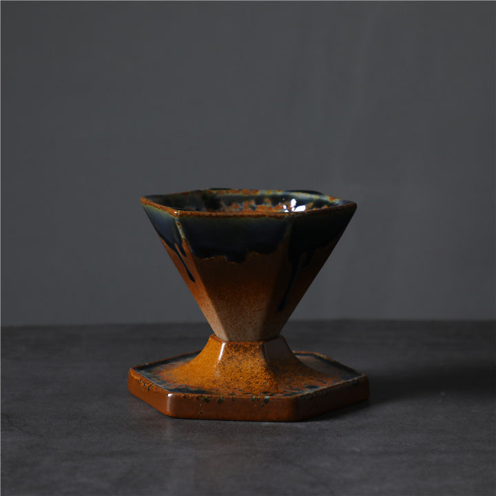 Tasse à café en céramique avec motif hexagonal en Buddha Stones, tasse à café avec base, 170 ml
