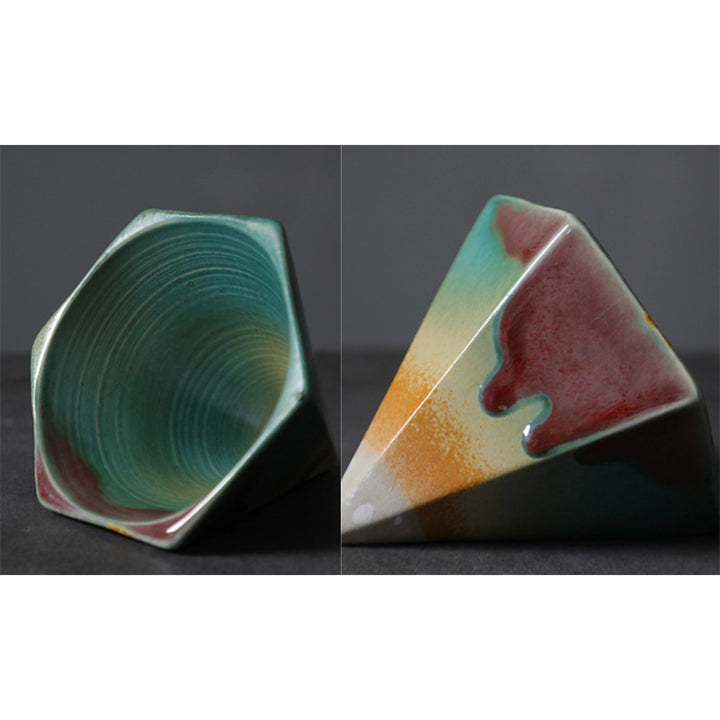 Tasse à café en céramique avec motif hexagonal en Buddha Stones, tasse à café avec base, 170 ml