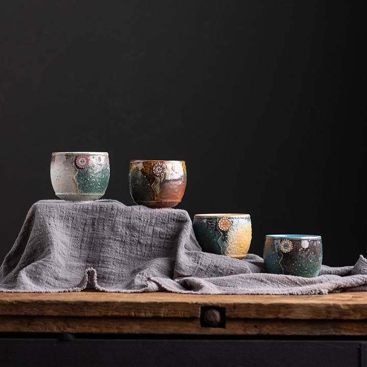 Tasse à café en céramique Buddha Stones Sunflower Kiln Change Tea Latte Espresso Coffee Cup 250ml