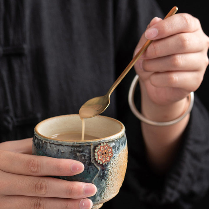 Tasse à café en céramique Buddha Stones Sunflower Kiln Change Tea Latte Espresso Coffee Cup 250ml