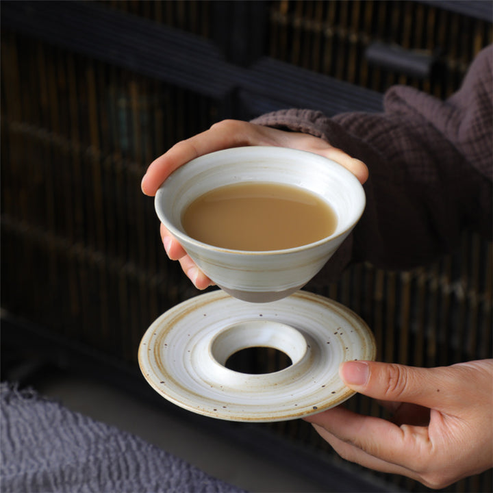 Tasse à café en céramique avec motif planète Buddha Stones Tasse à thé et café en poterie brute avec soucoupe