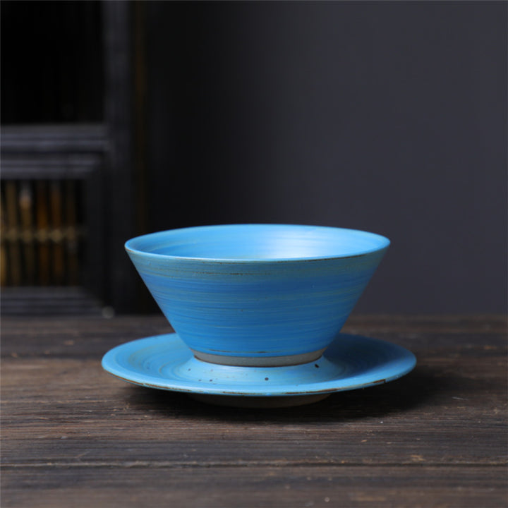 Tasse à café en céramique avec motif planète Buddha Stones Tasse à thé et café en poterie brute avec soucoupe