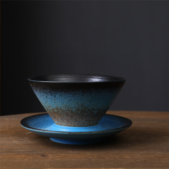 Tasse à café en céramique avec motif planète Buddha Stones Tasse à thé et café en poterie brute avec soucoupe