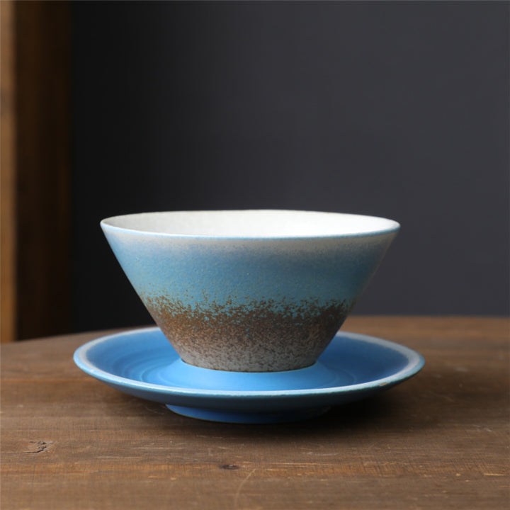 Tasse à café en céramique avec motif planète Buddha Stones Tasse à thé et café en poterie brute avec soucoupe