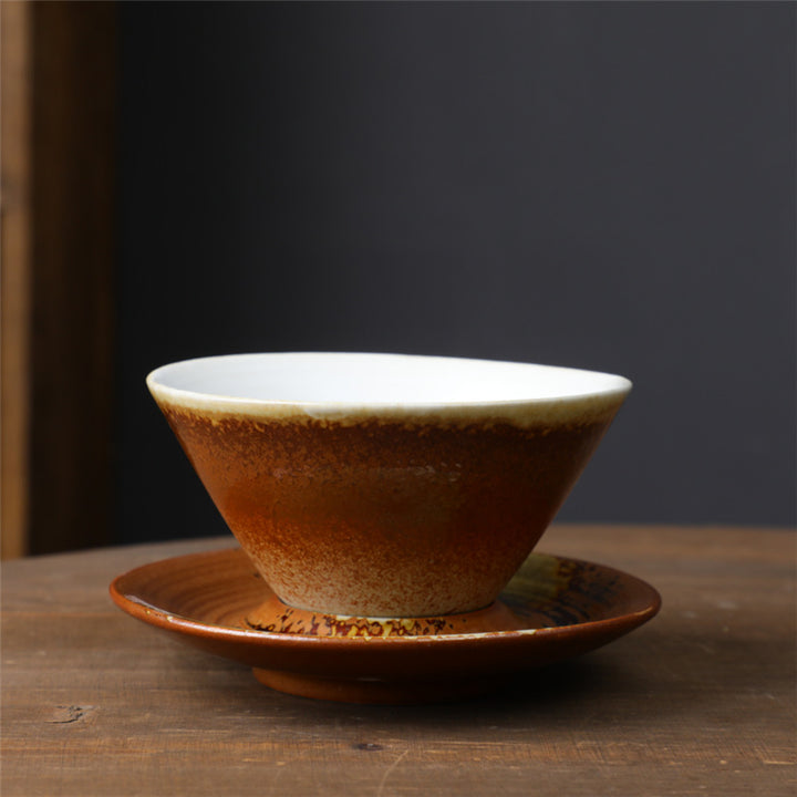 Tasse à café en céramique avec motif planète Buddha Stones Tasse à thé et café en poterie brute avec soucoupe