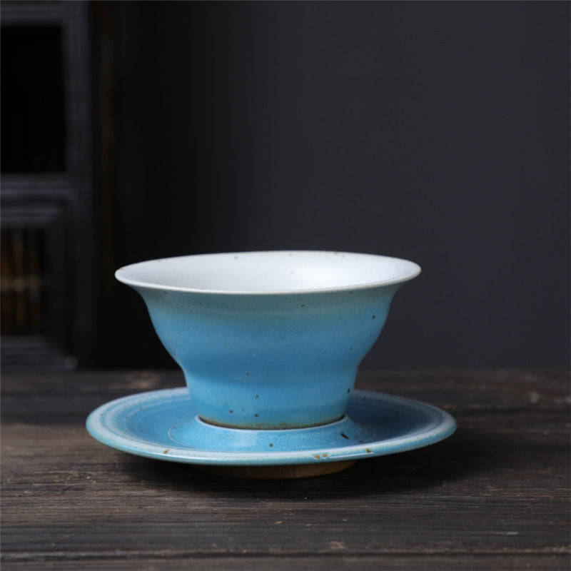 Tasse à café en céramique avec motif planète Buddha Stones Tasse à thé et café en poterie brute avec soucoupe