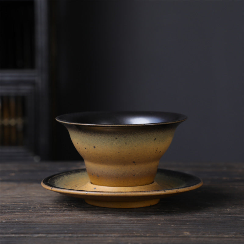 Tasse à café en céramique avec motif planète Buddha Stones Tasse à thé et café en poterie brute avec soucoupe