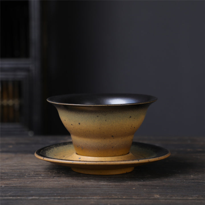 Tasse à café en céramique avec motif planète Buddha Stones Tasse à thé et café en poterie brute avec soucoupe