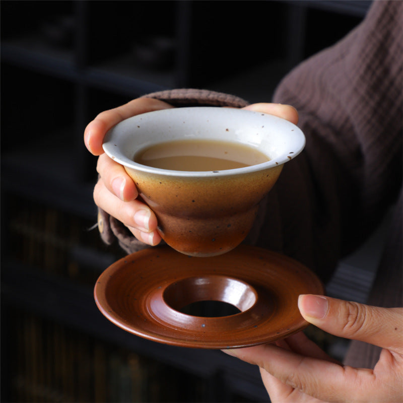 Tasse à café en céramique avec motif planète Buddha Stones Tasse à thé et café en poterie brute avec soucoupe