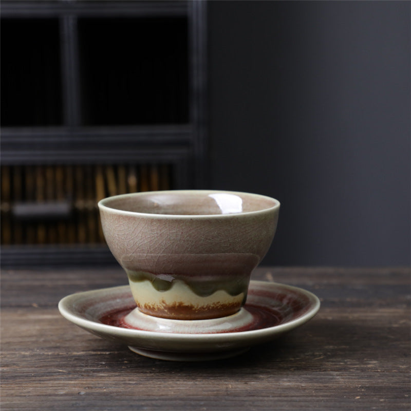 Tasse à café en céramique avec motif planète Buddha Stones Tasse à thé et café en poterie brute avec soucoupe