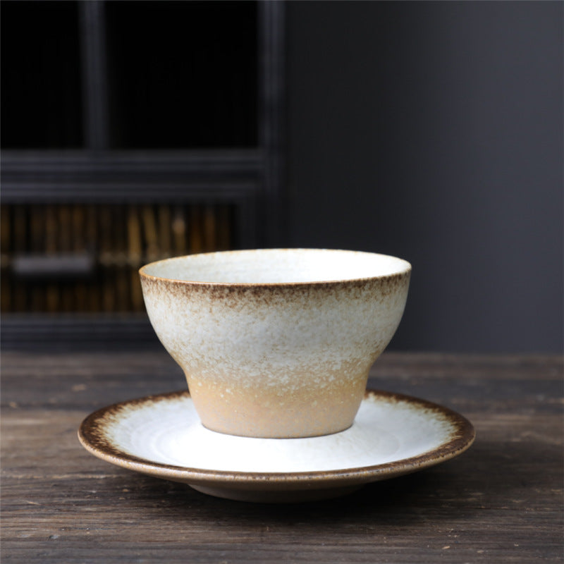 Tasse à café en céramique avec motif planète Buddha Stones Tasse à thé et café en poterie brute avec soucoupe