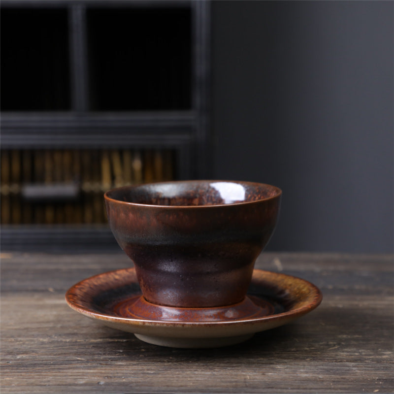 Tasse à café en céramique avec motif planète Buddha Stones Tasse à thé et café en poterie brute avec soucoupe