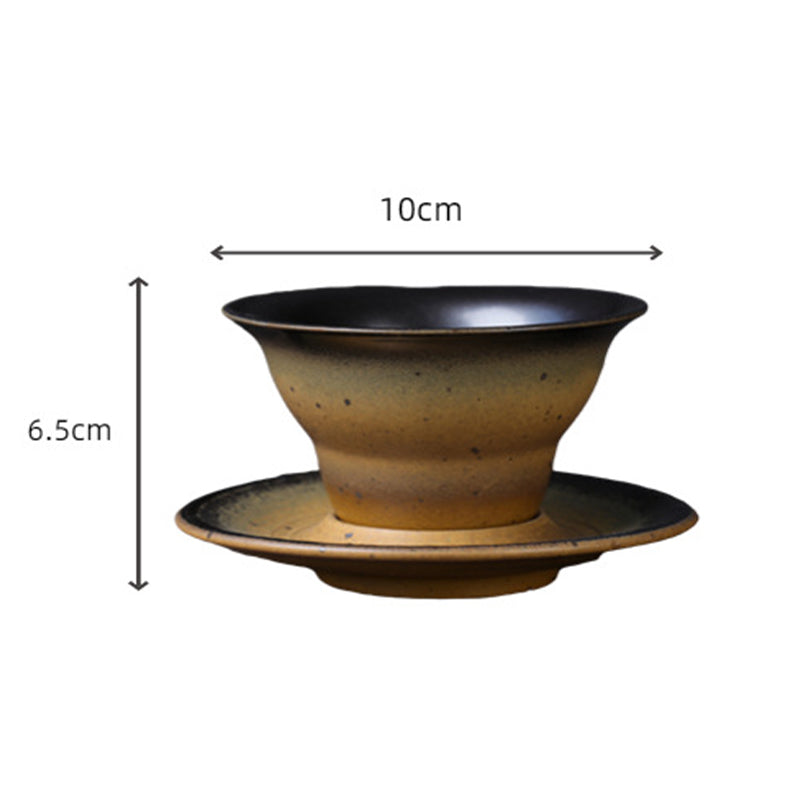 Tasse à café en céramique avec motif planète Buddha Stones Tasse à thé et café en poterie brute avec soucoupe