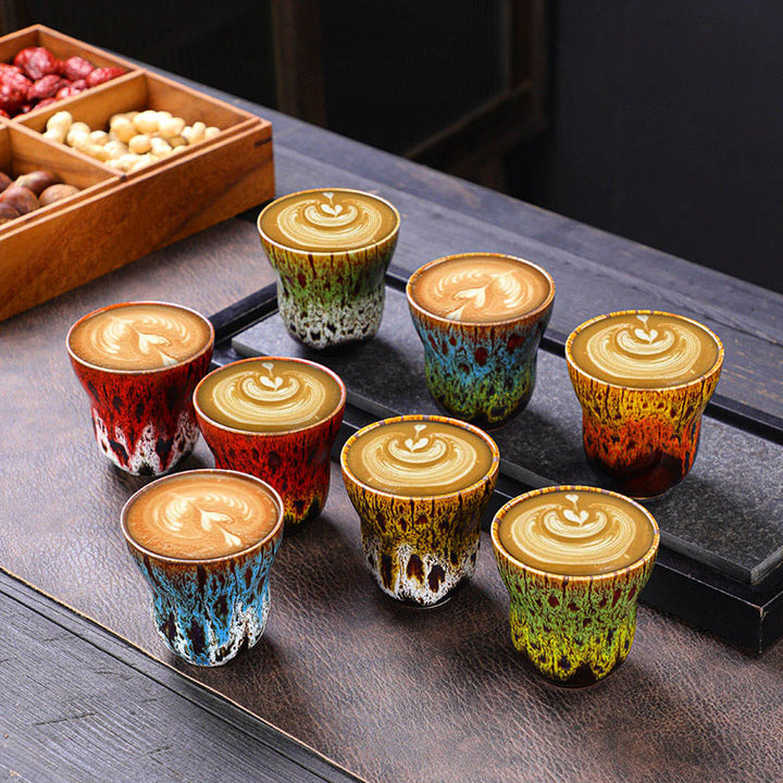 Tasse à café en céramique avec motif de changement de four vintage Buddha Stones , tasse à thé 150 ml