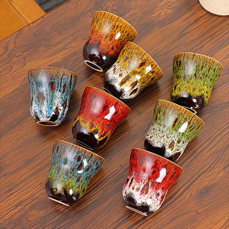 Tasse à café en céramique avec motif de changement de four vintage Buddha Stones , tasse à thé 150 ml