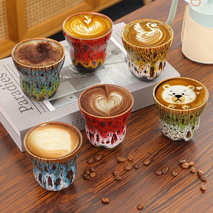 Tasse à café en céramique avec motif de changement de four vintage Buddha Stones , tasse à thé 150 ml