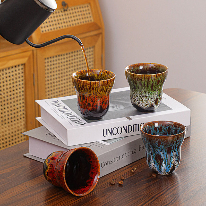 Tasse à café en céramique avec motif de changement de four vintage Buddha Stones , tasse à thé 150 ml
