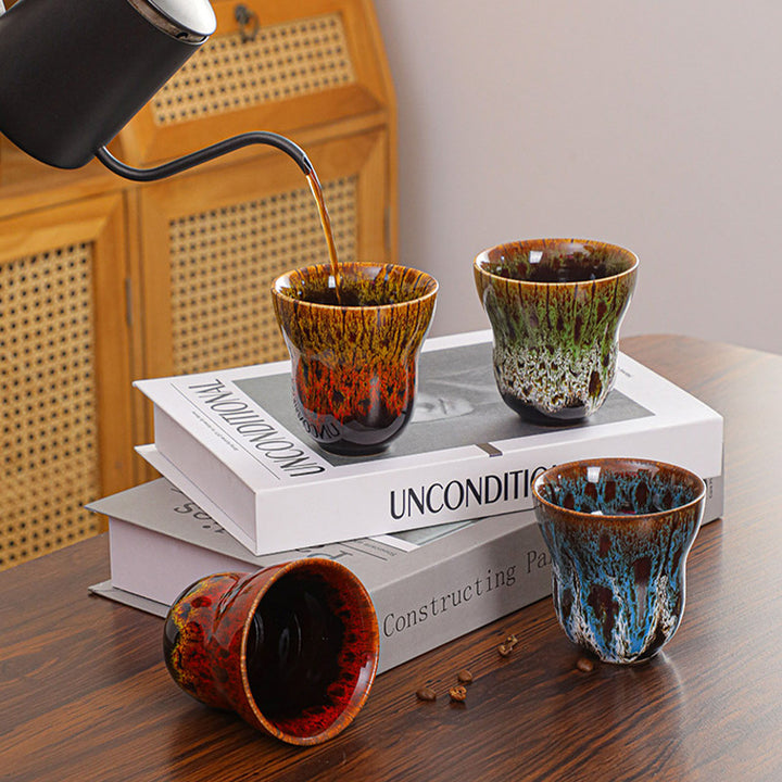 Tasse à café en céramique avec motif de changement de four vintage Buddha Stones , tasse à thé 150 ml