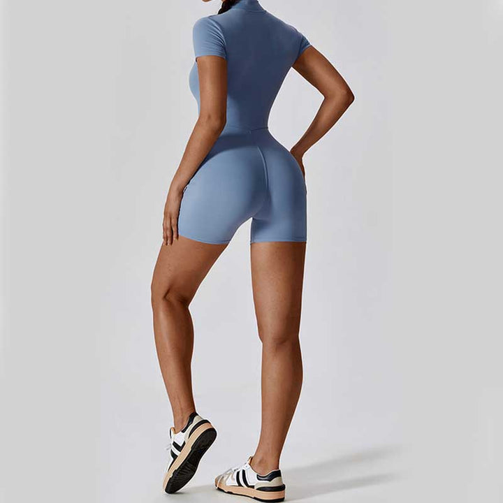 Combinaison à manches courtes et fermeture éclair en Buddha Stones femme, combinaison de sport, de fitness, de yoga - image 5