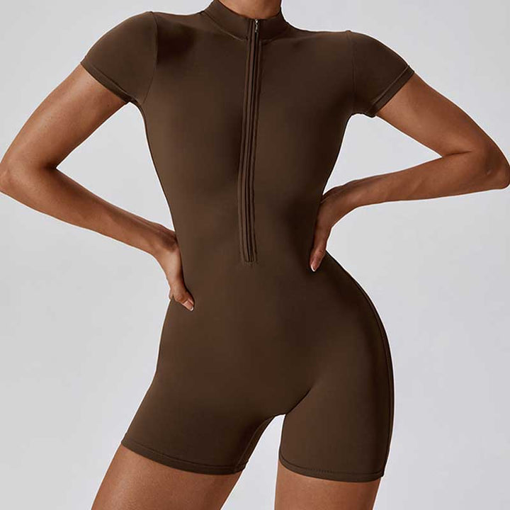 Combinaison à manches courtes et fermeture éclair en Buddha Stones femme, combinaison de sport, de fitness, de yoga - image 26