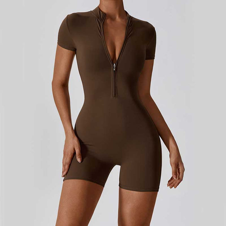 Combinaison à manches courtes et fermeture éclair en Buddha Stones femme, combinaison de sport, de fitness, de yoga - image 25