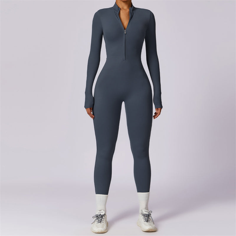 Combinaison gainante à manches longues et fermeture éclair pour femme avec Buddha Stones - Bleu foncé - US8-10，UK/AU12-14，EU40-42 (XL) - image 38