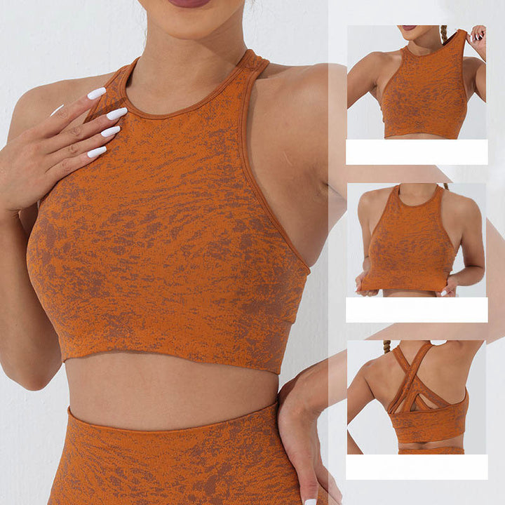 Débardeur court de fitness sans couture Buddha Stones, leggings taille haute, pantalons de sport, de gym, de yoga
