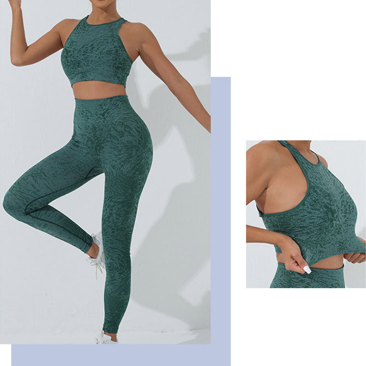 Débardeur court de fitness sans couture Buddha Stones, leggings taille haute, pantalons de sport, de gym, de yoga