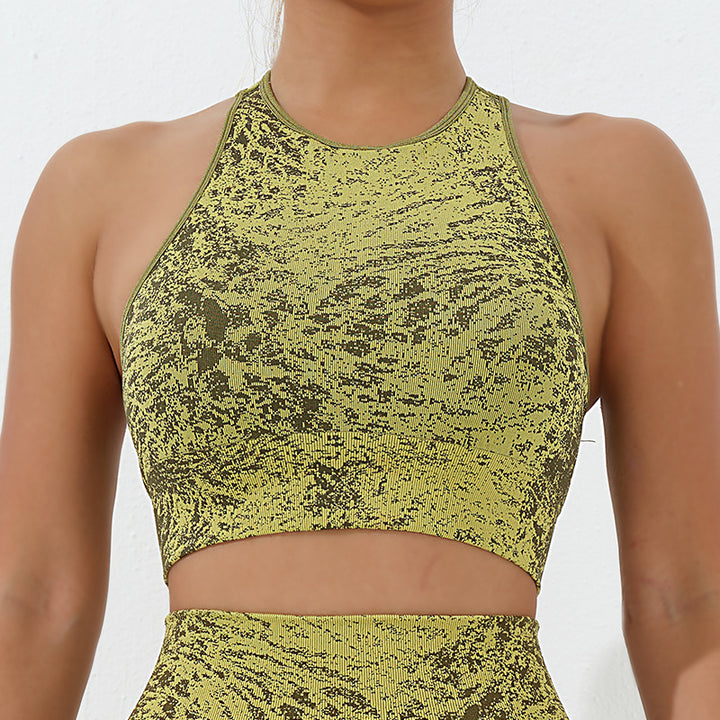 Débardeur court de fitness sans couture Buddha Stones, leggings taille haute, pantalons de sport, de gym, de yoga